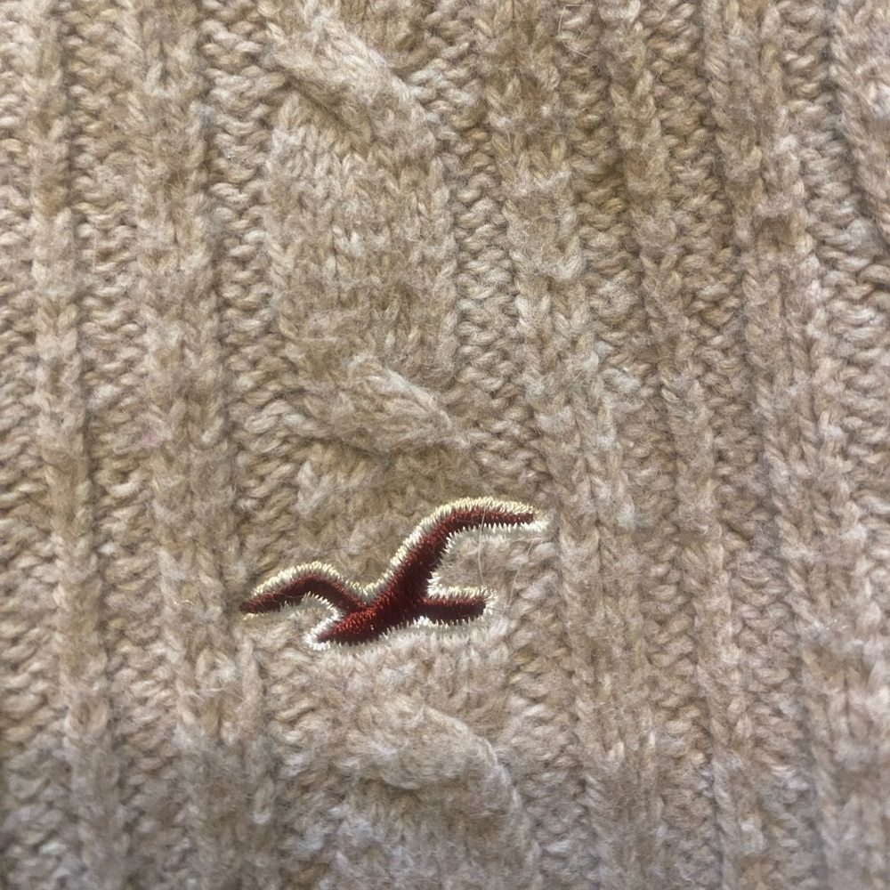 VTG Y2K Hollister Dark Tan Ribbed Knit Babydoll Sweater Rare - Picture 4 of 9